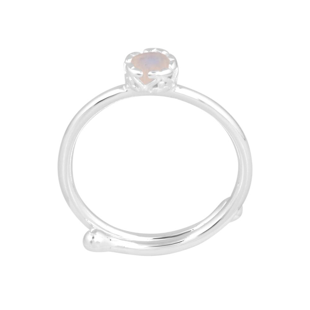 Image#2 Round Faceted Rainbow Moonstone Small Adjustable Ring