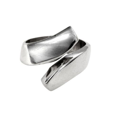 Image#1 18mm Wide, Open-Ended Polished 'Square-Edged Ends' Ring - Size ADJ (L - U )