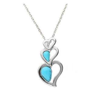 Three Open Hearts Turquoise Pendant