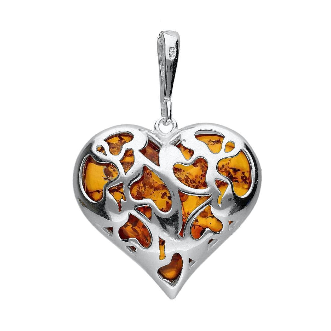 Large Cut Out Brown Amber Heart Pendant