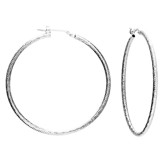 Image#1 40mm Diamond-Cut Twist Tube Hinged Hoop Earrings
