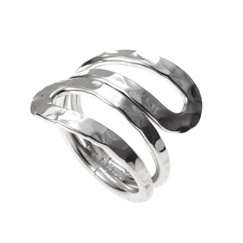 Image#1 30mm Long, Hammered Loop Ring - Size ADJ (P - X )