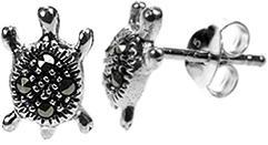 Silver & Marcasite Turtle Stud Earrings