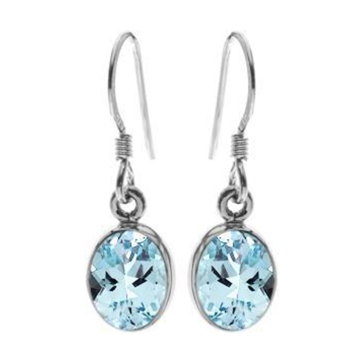 Artico s Silver and Blue Topaz Oval Drop Earrings