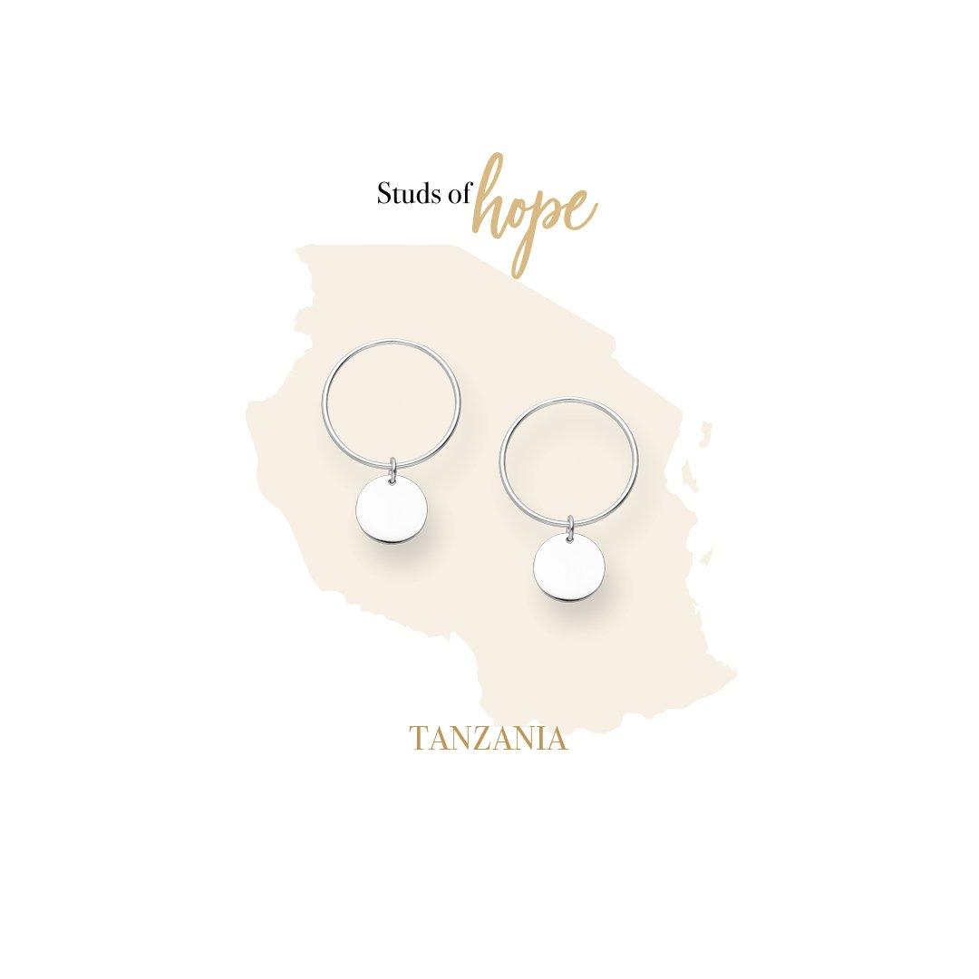 Image#1 Tanzania - Disc & Hoop Plain Silver Stud Earrings