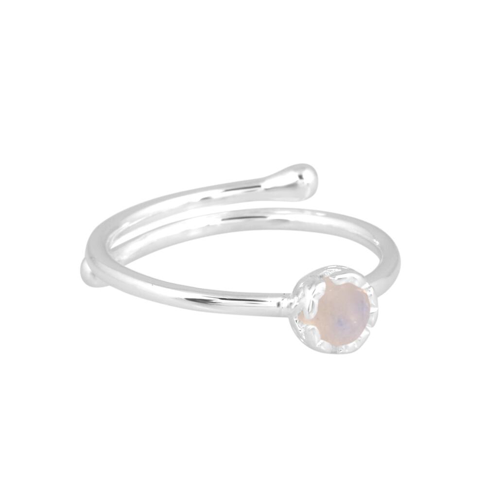 Image#3 Round Faceted Rainbow Moonstone Small Adjustable Ring