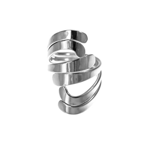 Image#1 6-Ended Silver Waves Ring - Size ADJ (L - V )