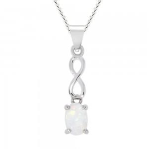 Silver White Created Opal Pendant