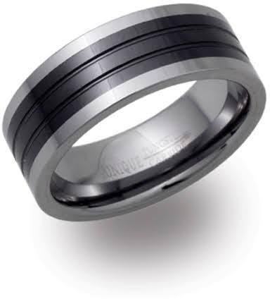 Olivenorma 8mm Black Tourmaline Tungsten Carbide Ring main image 0