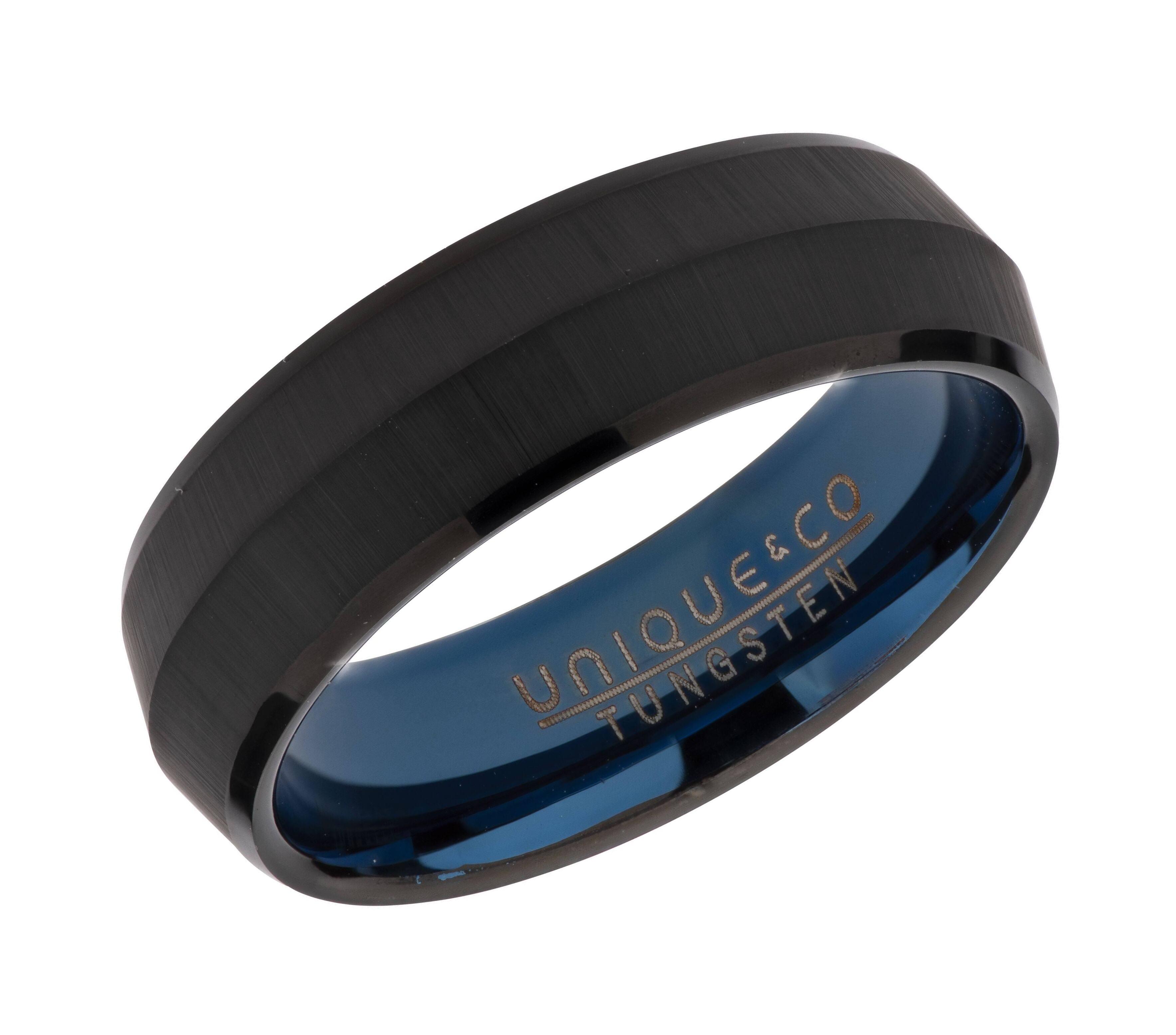 Tungsten Carbide Blue & Black IP Plated 7mm Ring