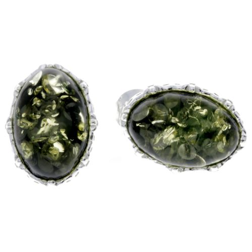 Image#1 Genuine Baltic Brown Amber Classic Oval Stud Earrings