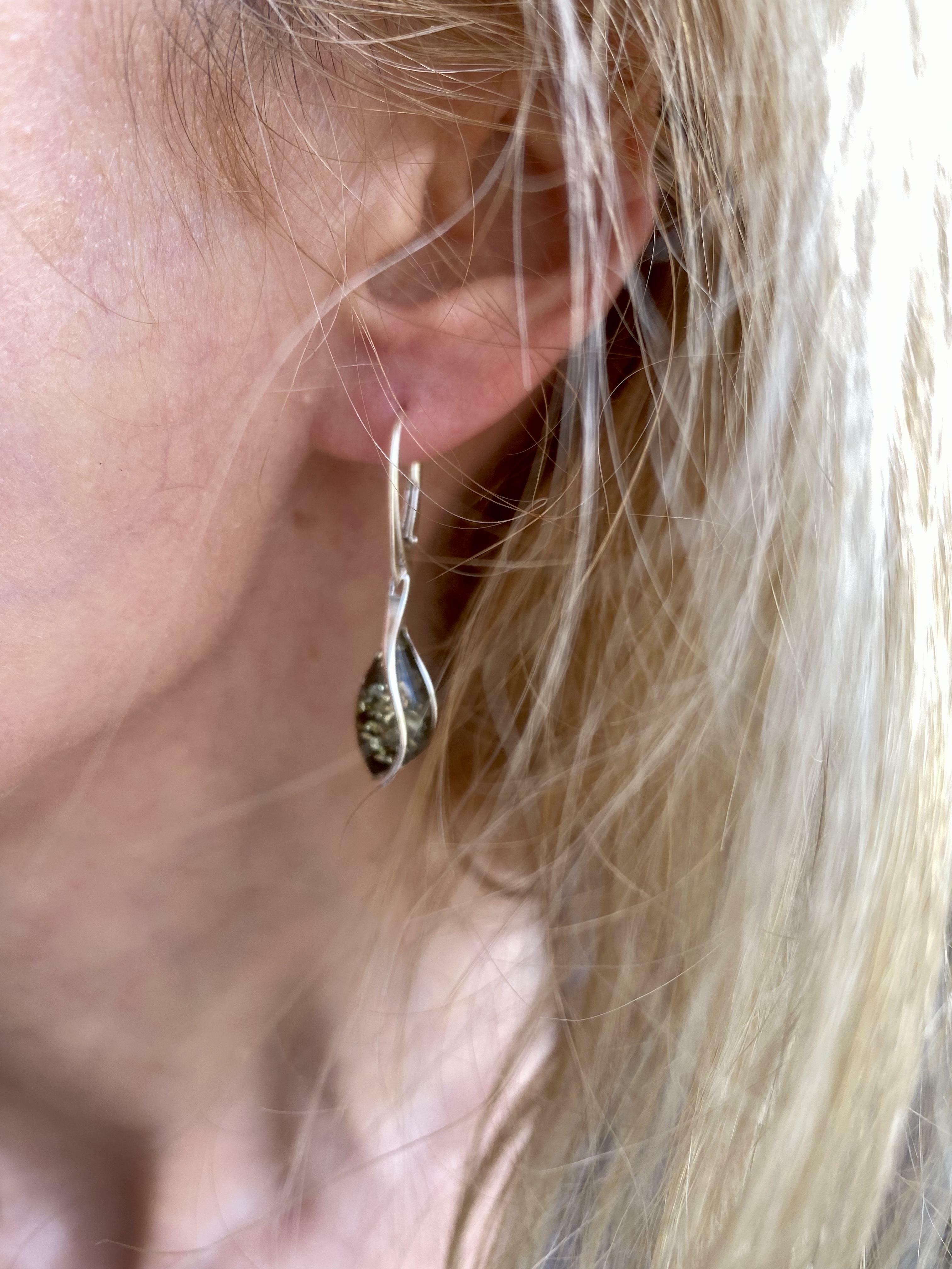 Kiwi Green Fire Opal Stick Earrings - Silver Filled Dangle Earrings For Women