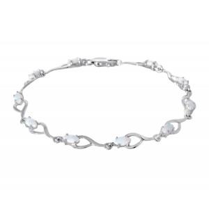 Silver White Created Opal Bracelet