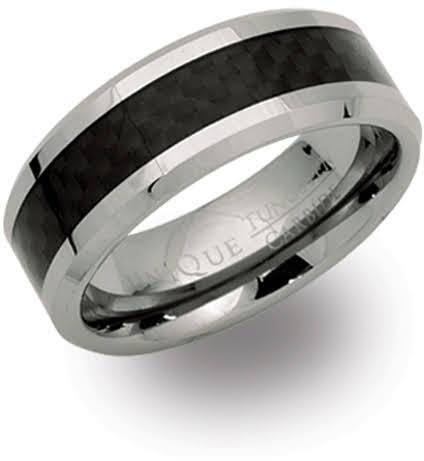 Tungsten Carbide Black Carbon Fibre 8mm Ring