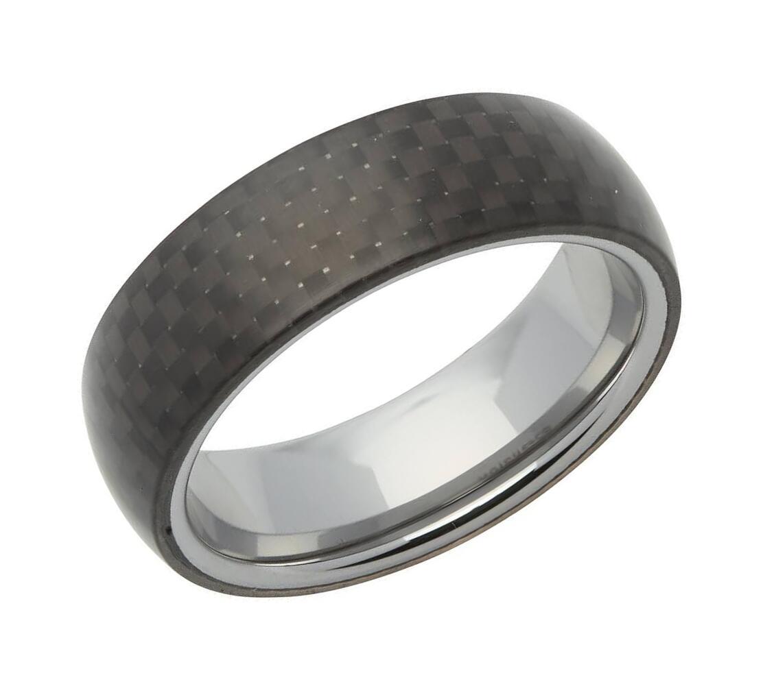 Tungsten Carbide Black Carbon Fibre 7mm Ring