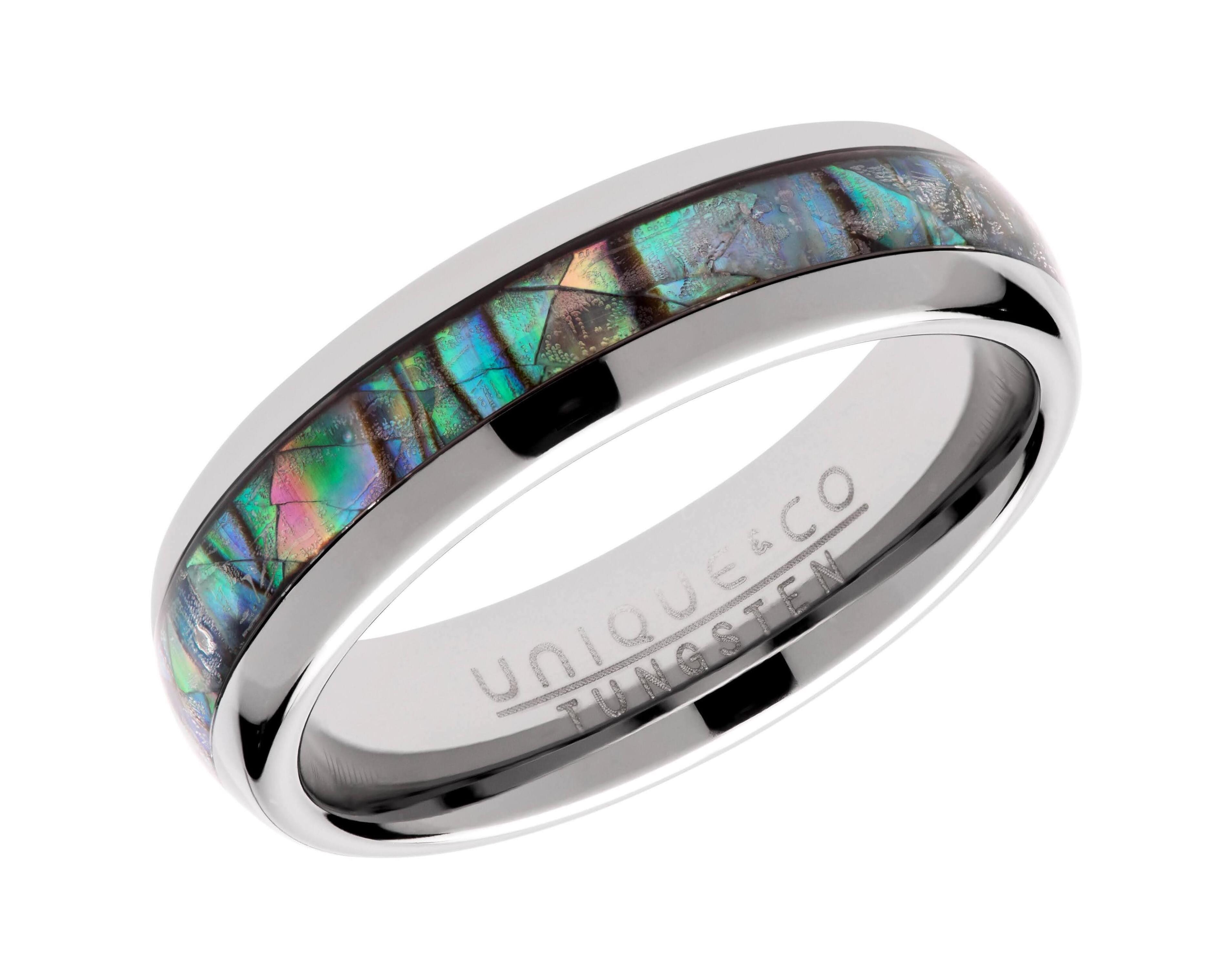 Tungsten Carbide Abalone Inlay 6mm Ring