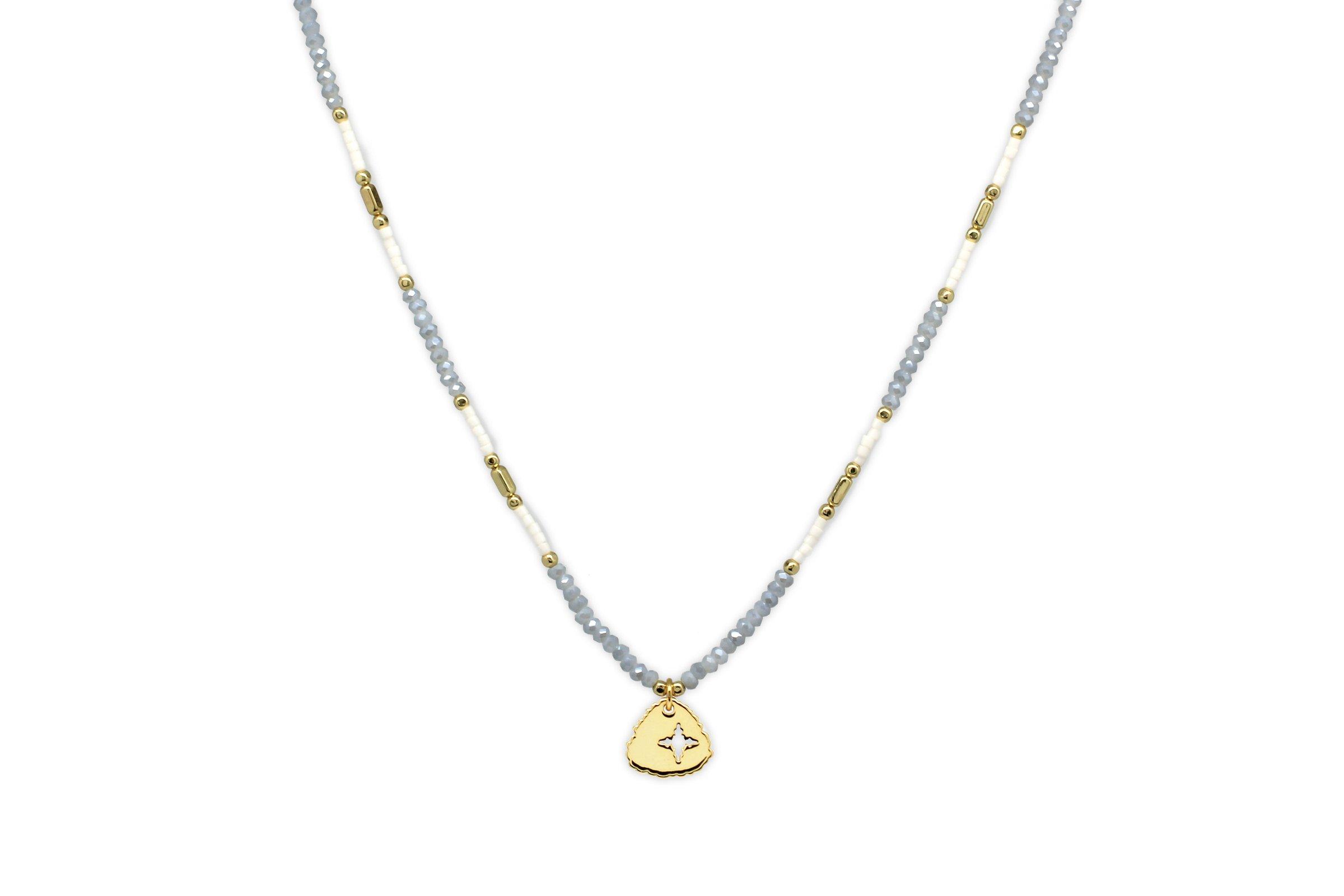 Image#1 Apollo Gold & Grey Bead Short Necklace