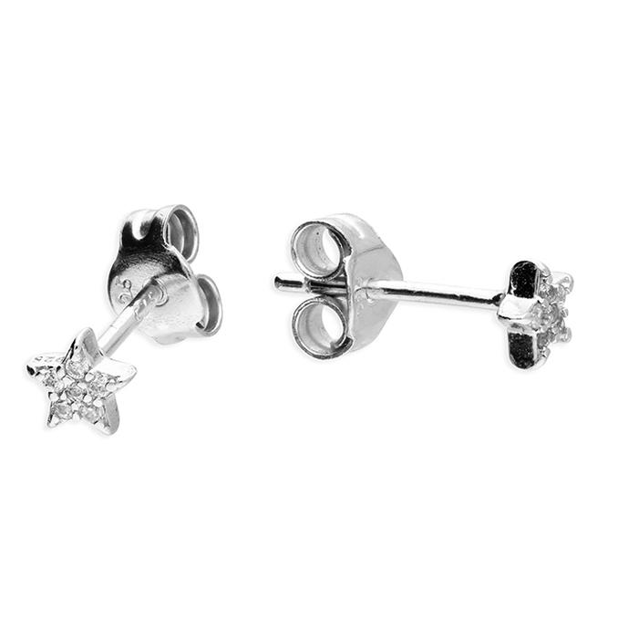 Image#1 Silver Small CZ Star Stud Earrings