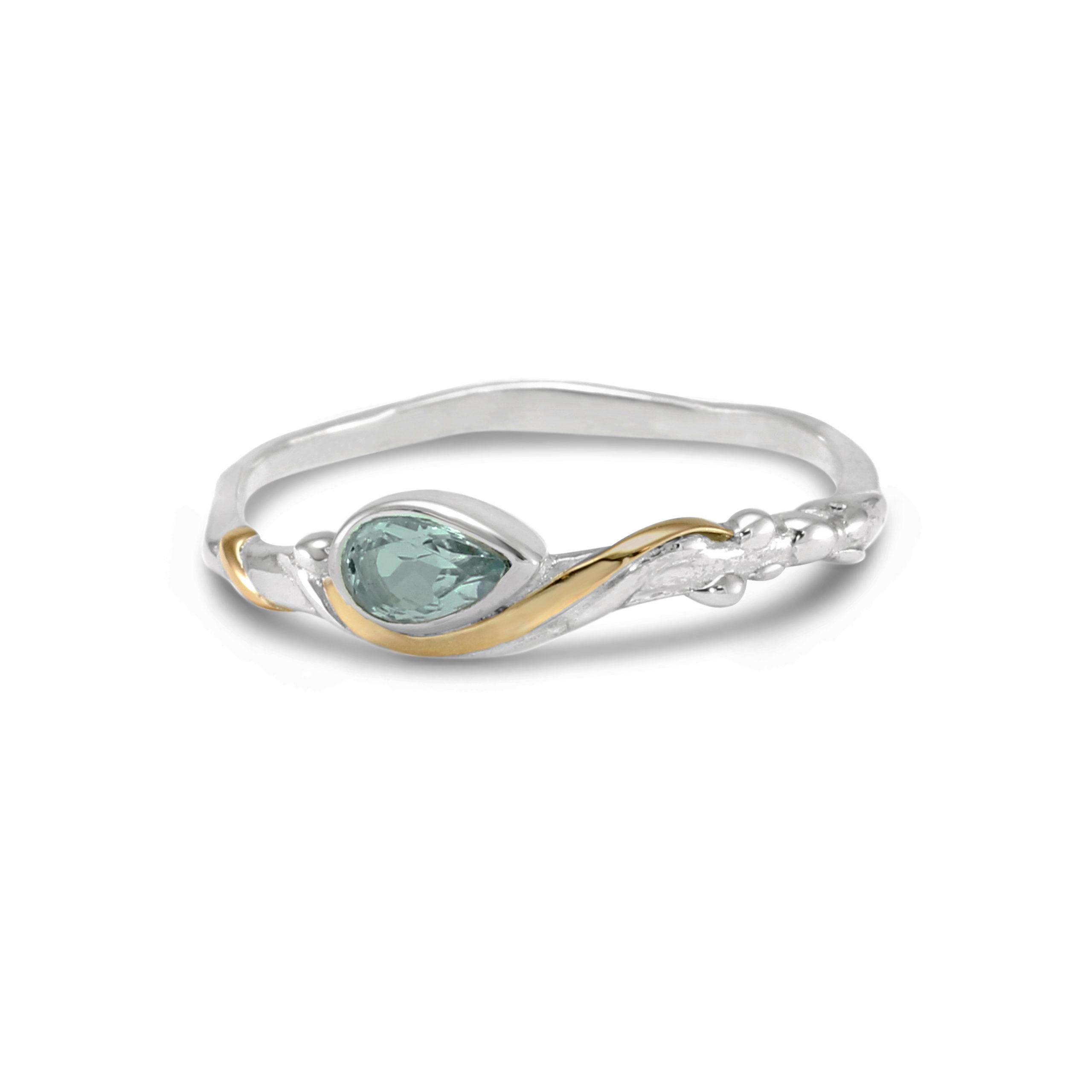 Image#1 Blue Topaz Fine Silver Ring - Size  L