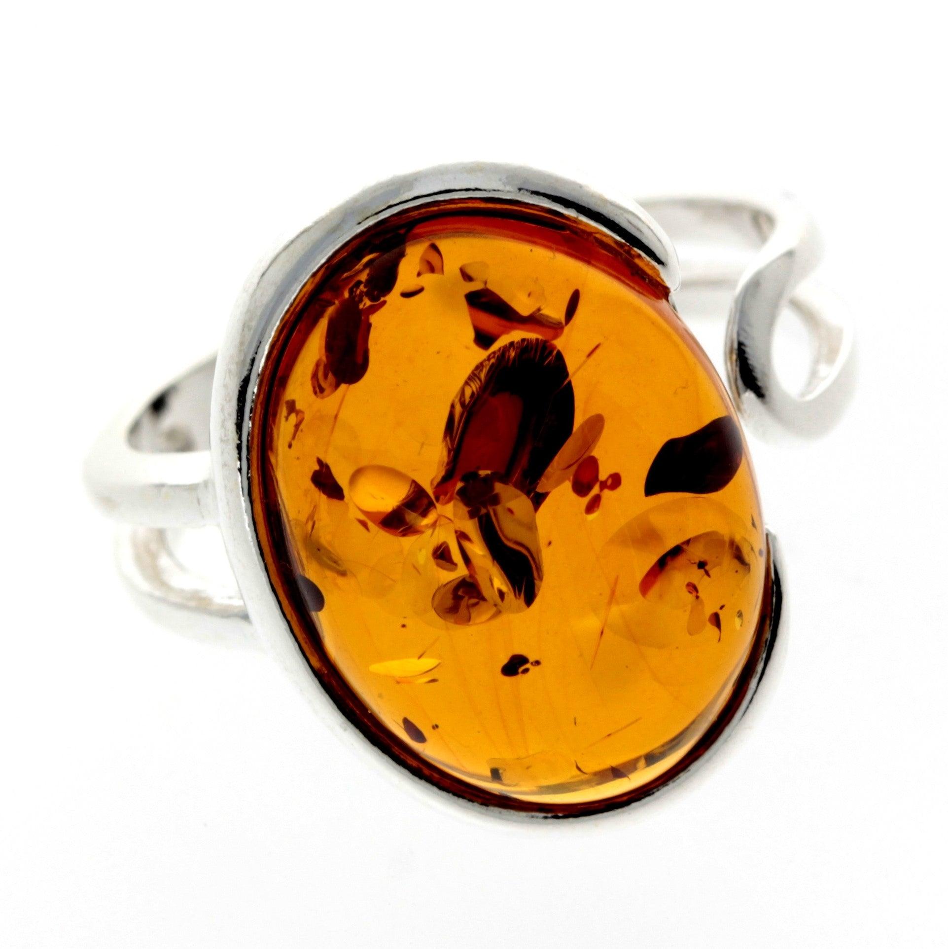 Image#1 Baltic Brown Amber Classic Ring - Size ADJ