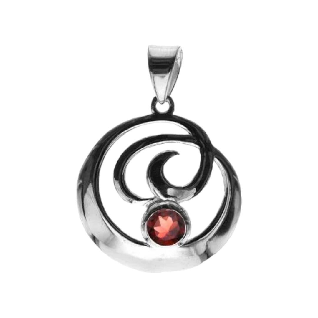 Sterling silver garnet pendant sale