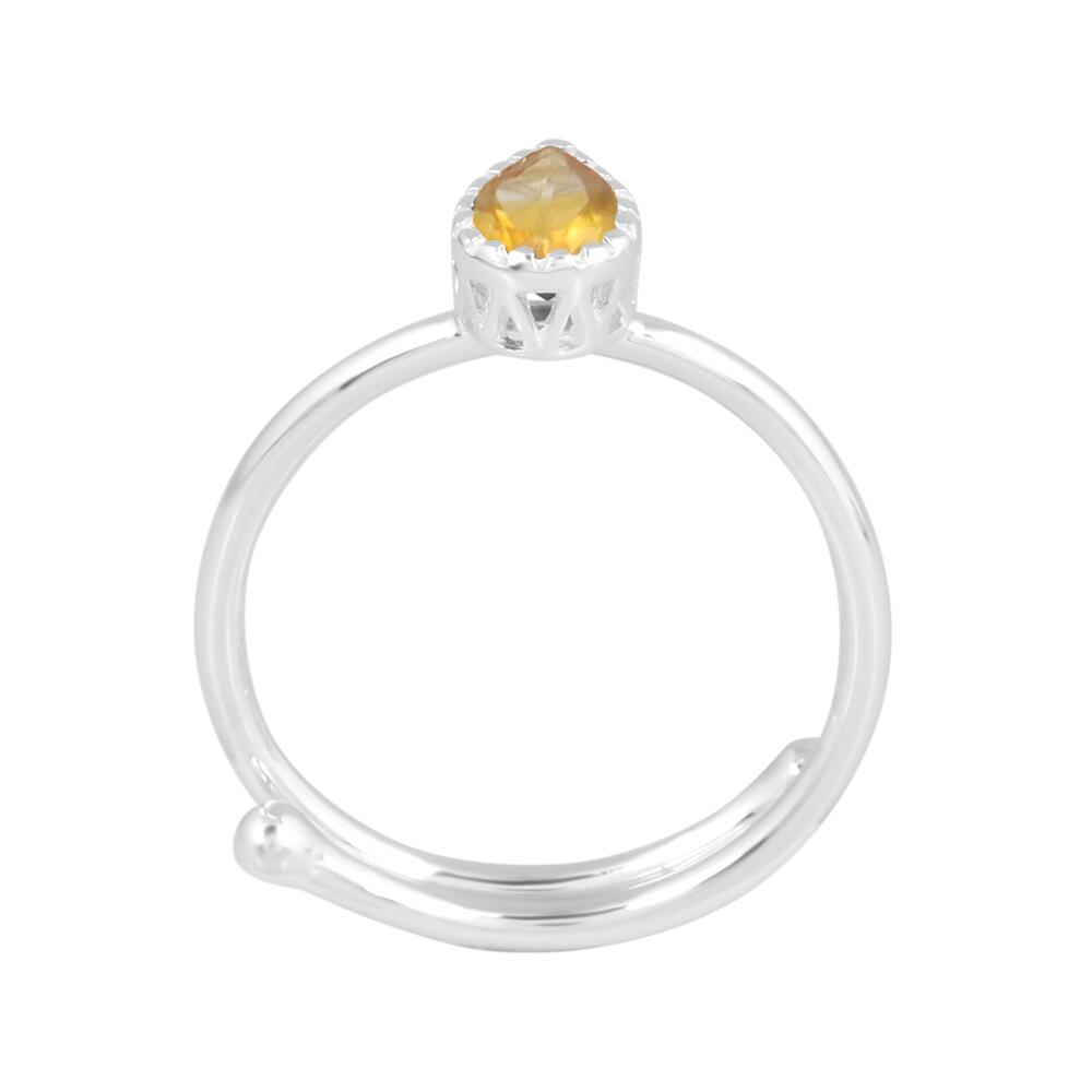 Image#2 Teardrop Faceted Citrine Small Adjustable Ring