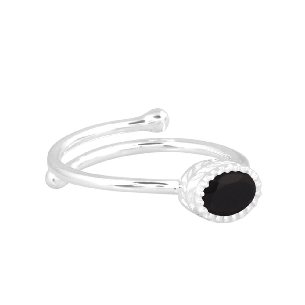 Image#3 Oval Faceted Black Onyx Small Adjustable Ring