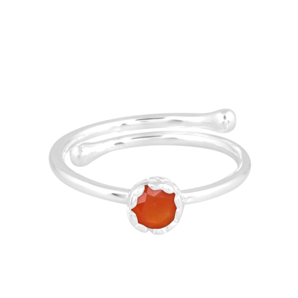 Image#1 Round Faceted Carnelian Small Adjustable Ring