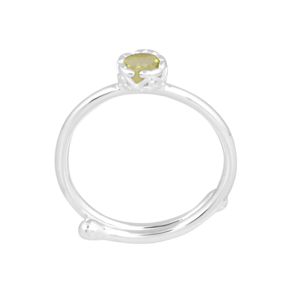 Image#2 Round Faceted Peridot Small Adjustable Ring