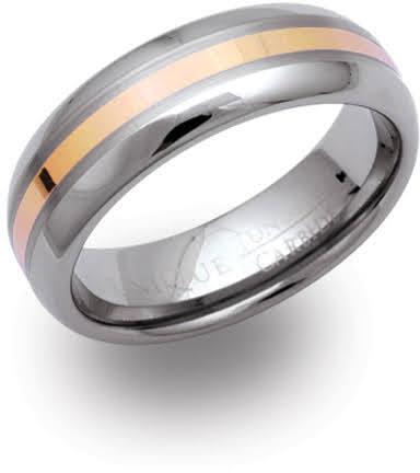 Tungsten Carbide 14k Gold Inlay 7mm Ring