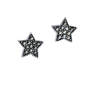 Silver & Marcasite Star Stud Earrings flat