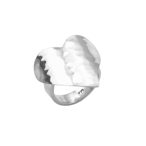 Image#1 22mm X 5mm High Rounded Polished Heart On 4mm Ring - Size ADJ (M - Y )