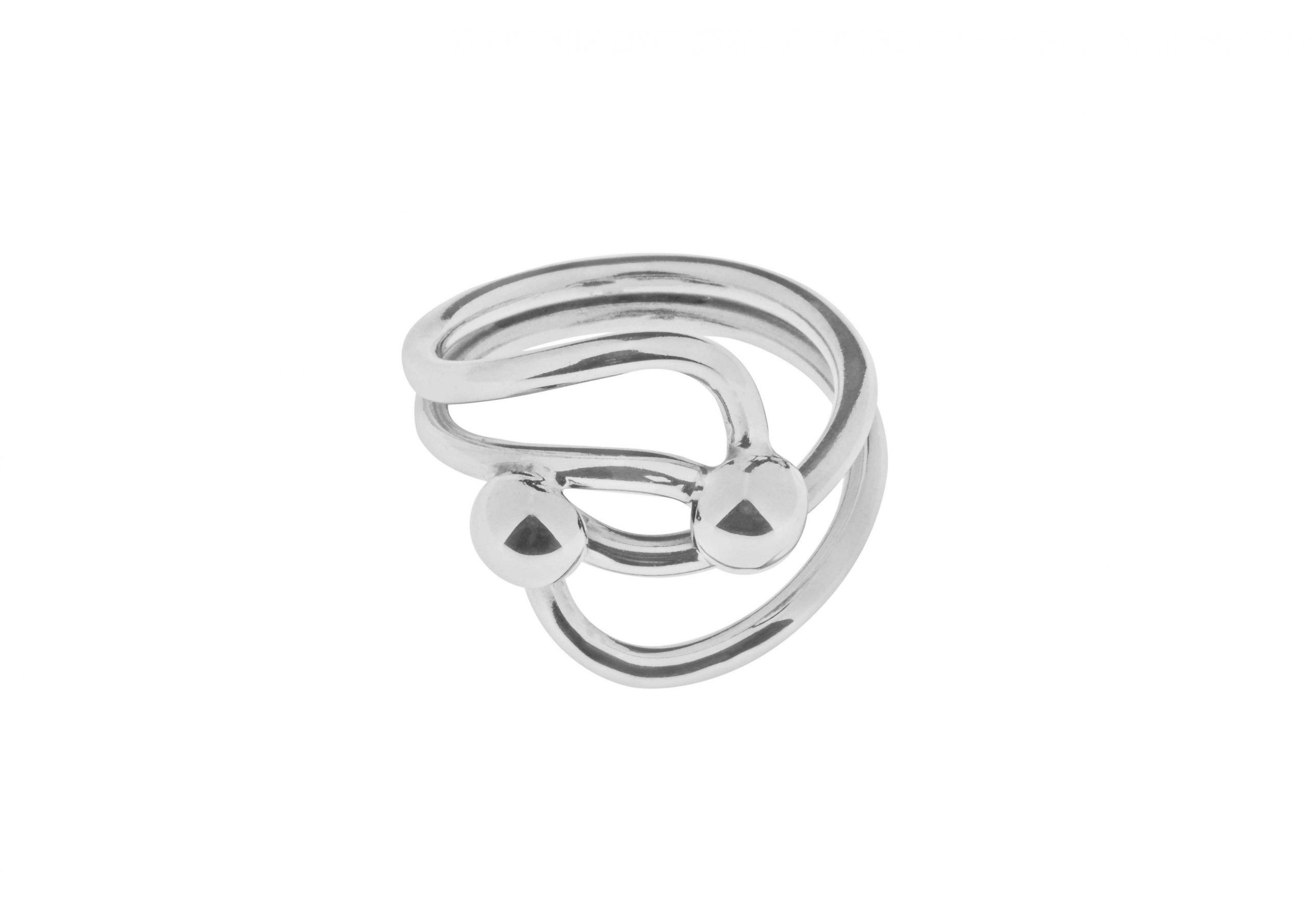 Artico's Silver Curly With Two Domes Ring - Size N