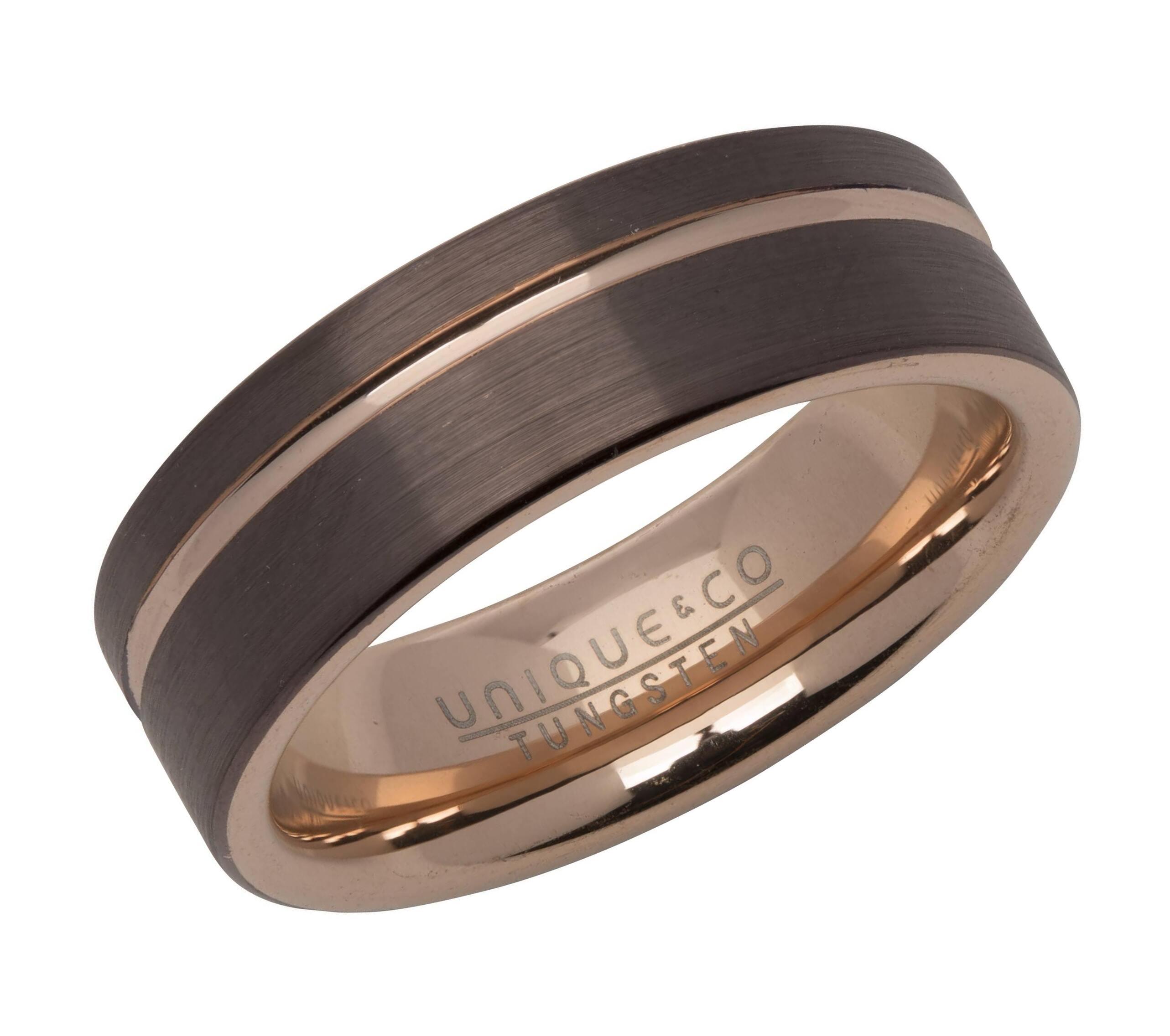 Tungsten Carbide Brown & Rose Gold IP Plated 7mm Ring