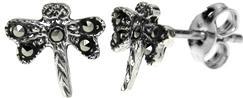 Silver & Marcasite Dragonfly Stud Earrings