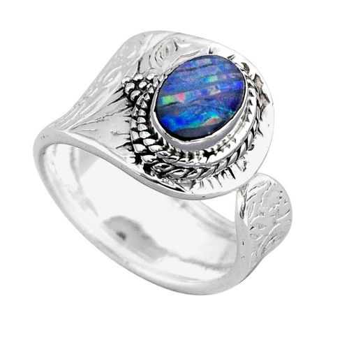 Image#1 Natural Doublet Opal Australian Ring - Size ADJ (N+)