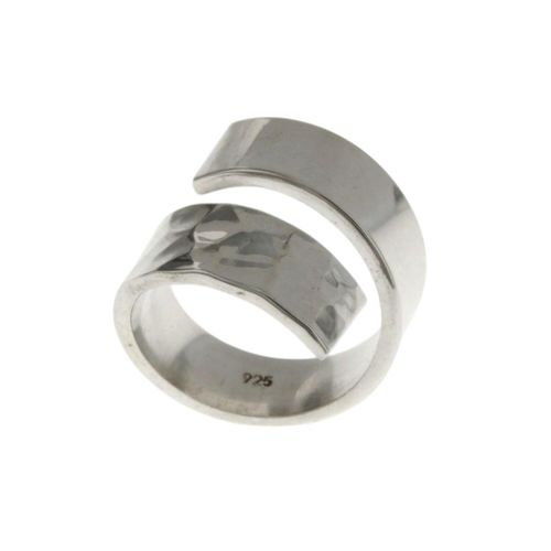 Image#1 17mm Wide, Open-Ended Hammered|Polished Ring - Size ADJ (L - R )
