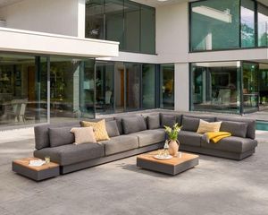 garden modular corner lounge sofa set with grey all weather cushions and aluminium frames