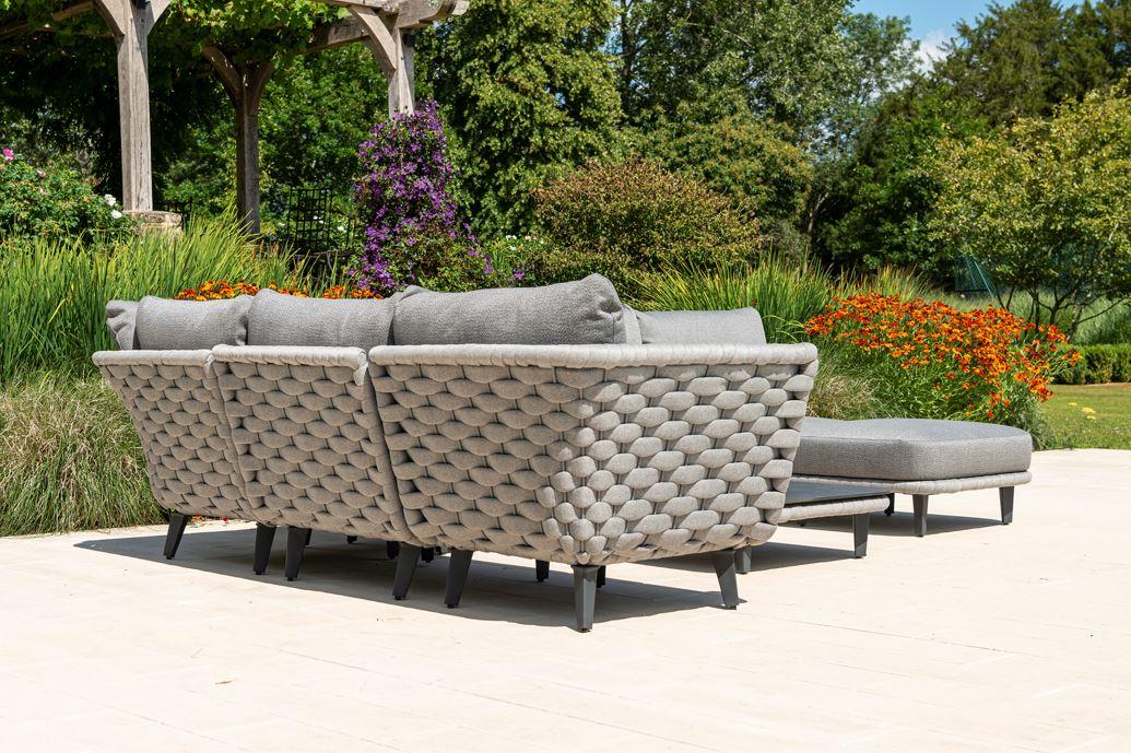modern weatherproof garden corner sofa set with aluminium frame in light grey