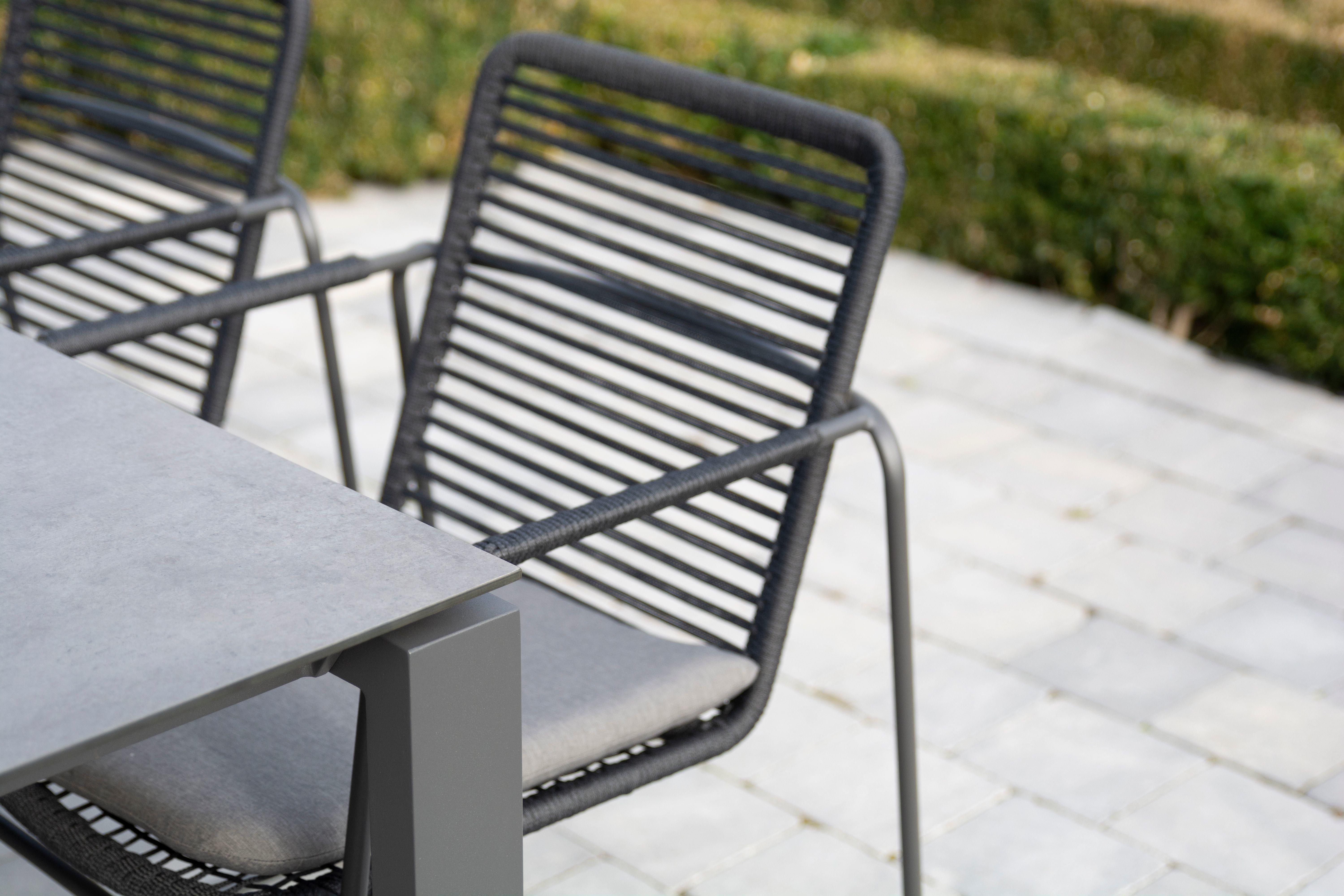 rope weave and aluminium garden patio dining chair grey detail