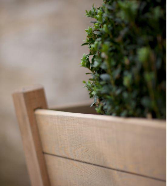 garden planter in spruce wood tapered 50 cm tall outdoor use