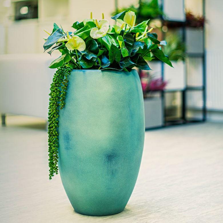 fibreglass garden planter in green for indoor or outdoor use high quality uk made