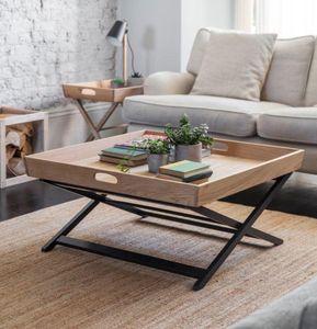oak and beech butlers tray coffee table for lounge