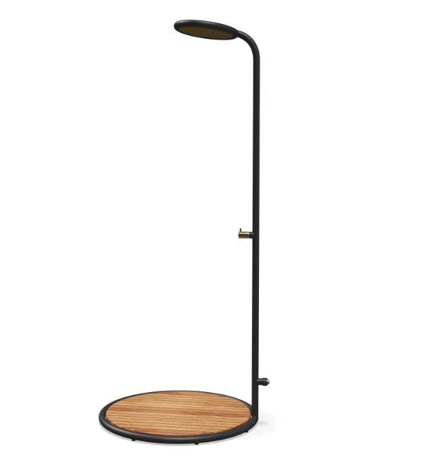 outdoor shower modern design single feed with teak slatted base duck board