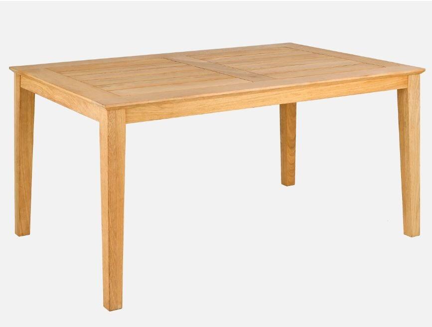 rectangle modern hardwood garden dining table 150 cm long 6 seater