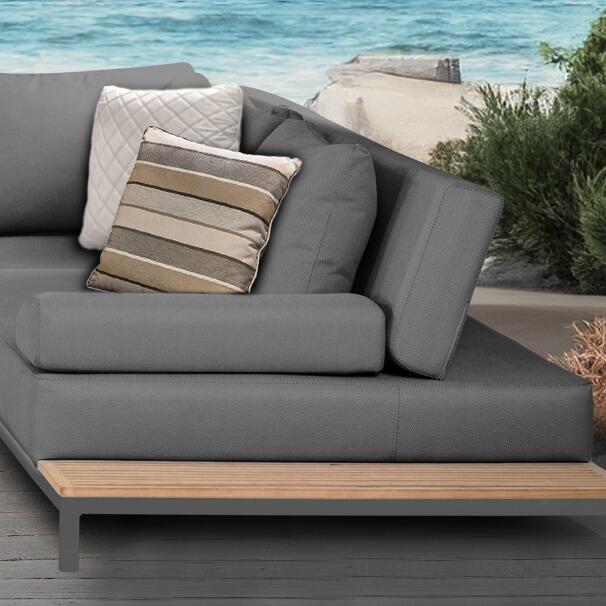 grey corner garden lounge sofa all weather sunbrella cushions aluminium frame