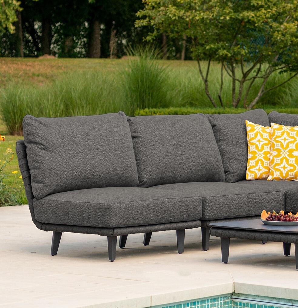dark grey rope weave modular garden lounge sofa all weather rope weave cordial luxe