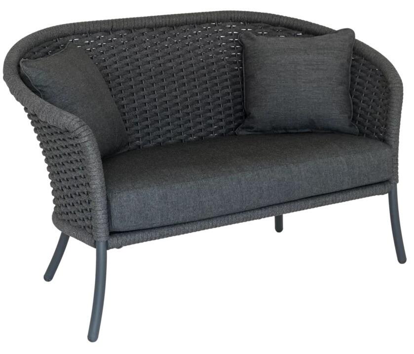 2 seater garden sofa all weather rope weave dark grey cushions cordial