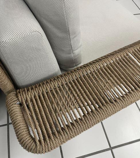 all weather outdoor patio sand rope weave garden armchair sofa detail hawaii