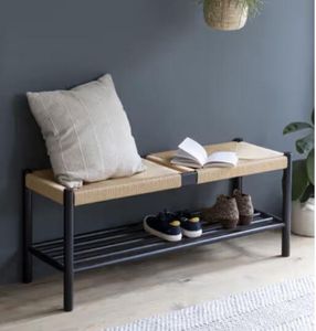 black painted oak hallway bench indoor use 2 seater bootroom seating